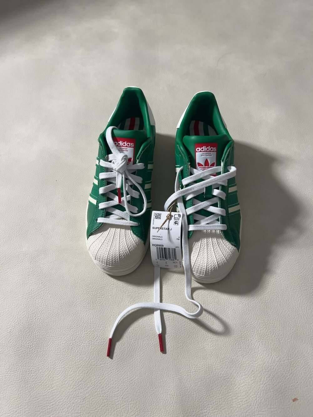 adidas Superstar J Kids Green Off White Shell Toe Sneakers HQ9959